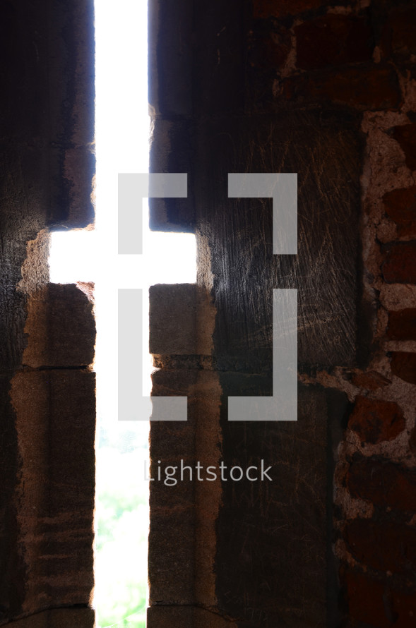 cross, castle, window, light 