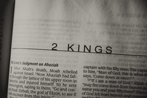Open Bible in book of 2 Kings