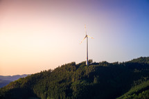 wind turbine on a mountain top 