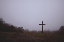 cross on a foggy morning 