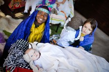 children in a live nativity scene 
