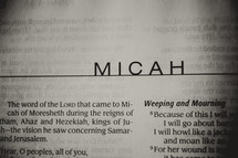 Open Bible in book of Micah