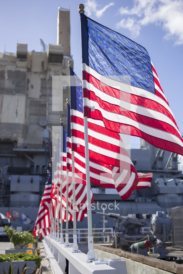 American flags at Pearl Harbor 