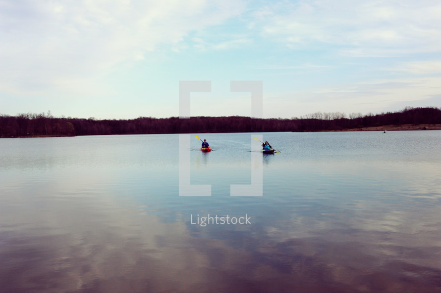 kayaking on a lake 