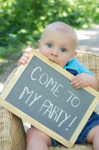 come to my party sign 