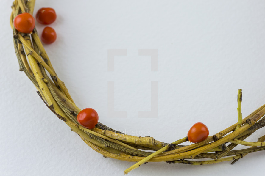 wreath of sticks and red berries 
