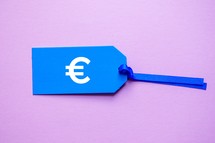 euro symbol on the blue price tag