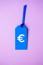 euro symbol on the blue price tag