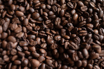 above view of a pile of coffee beans