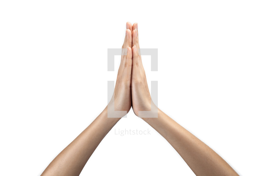 praying hands against a white background 