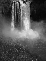 waterfall in black and white 