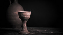 Replica of a 1st century chalice filled with wine