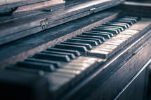keys on an old piano 