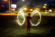 spinning sparklers in a circle 