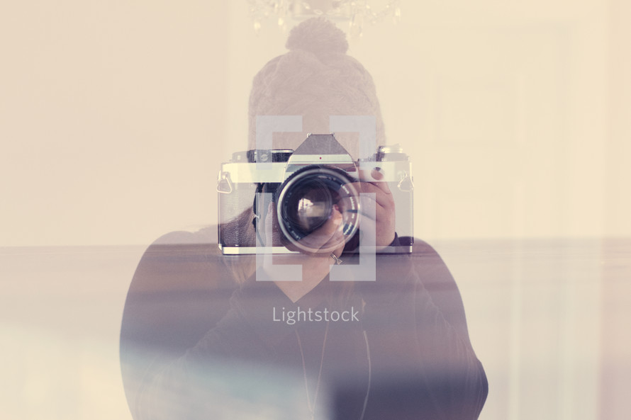 double exposure camera and photographer 