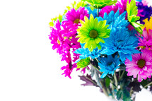 Bouquet of brightly colored flowers.