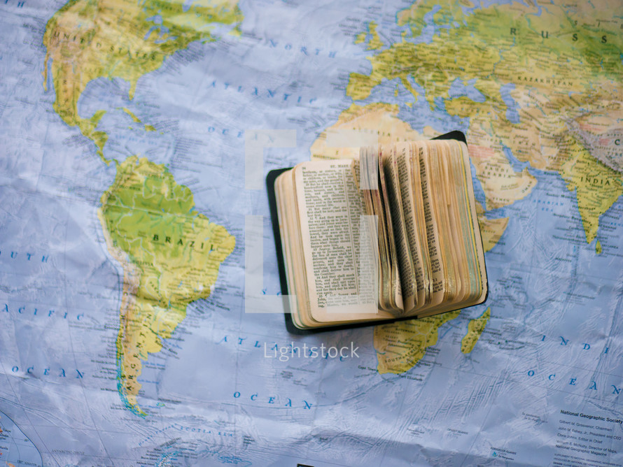 A Bible on a map 