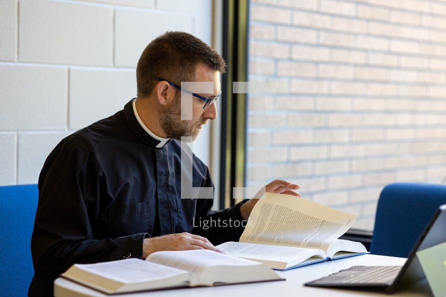 Pastor studying for a sermon