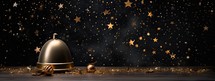 Christmas and New Year background. Festive decoration with golden confetti.
