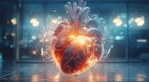 Human heart on abstract background. 3d rendering