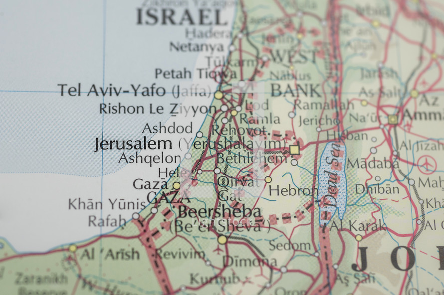 Map of Israel and Jordan 