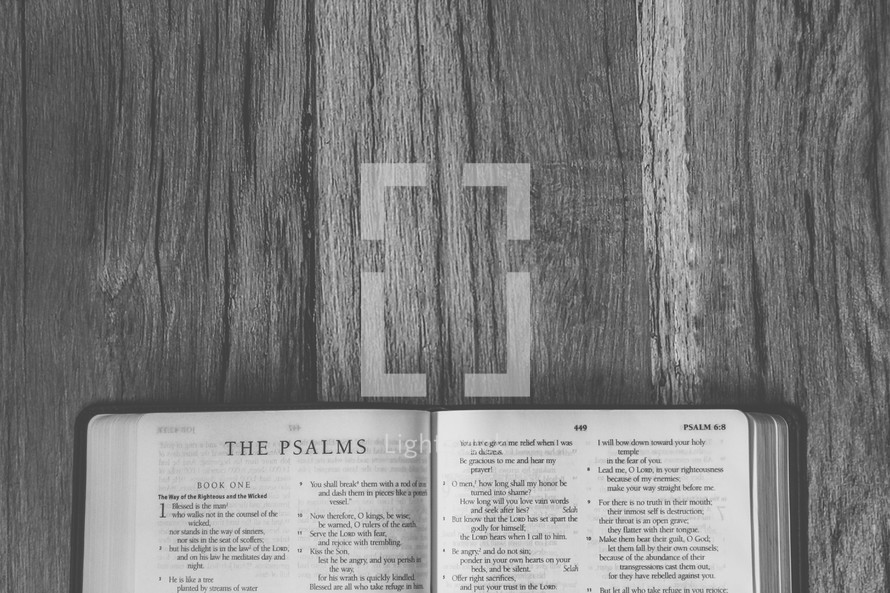 Bible opened to The Psalms 