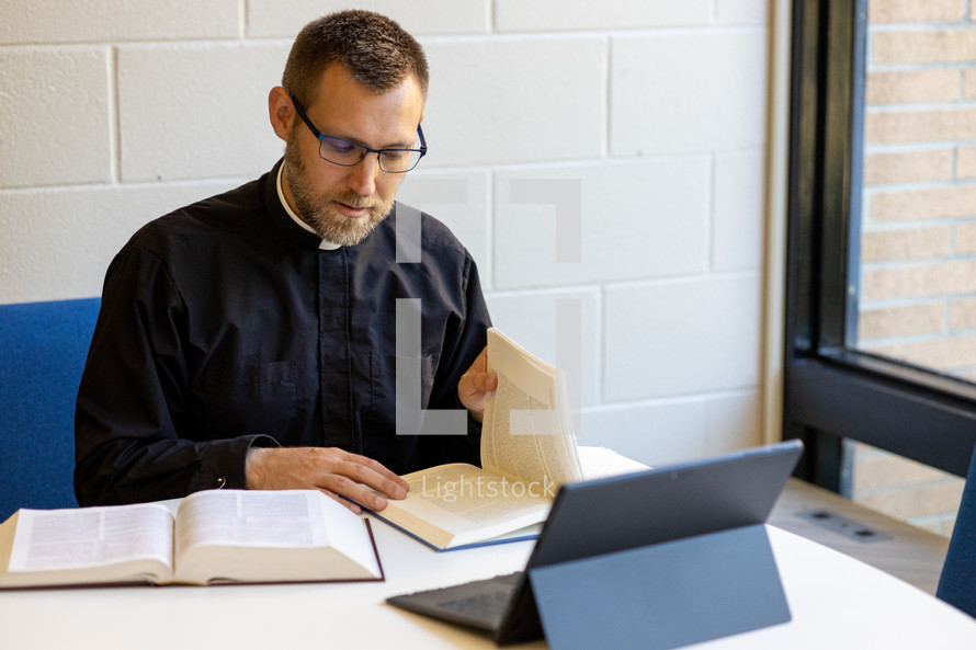 Pastor studying for a sermon