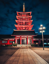 A Traditional Pagoda In The Night Of Japan 