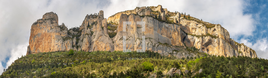 French landscape - Vercors. Panoramic view over the peaks of the Vercors in France