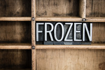 word frozen on a shelf 