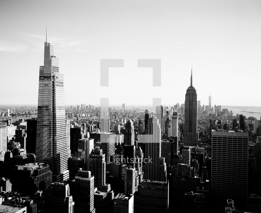 New York city skyline in black and white 