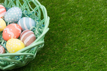 painted Easter eggs in a basket 