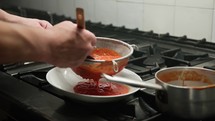 Ladle And Strainer To Create The Perfect Tomato Cream