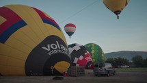 Inflating Hot Air Balloon to Fly Above Pyramids of San Juan Teotihuacan Mexico Sunrise Ride