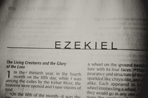 Open Bible in book of Ezekiel