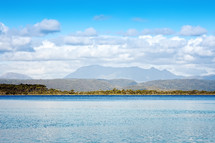 mountains across the water in Tasmania 