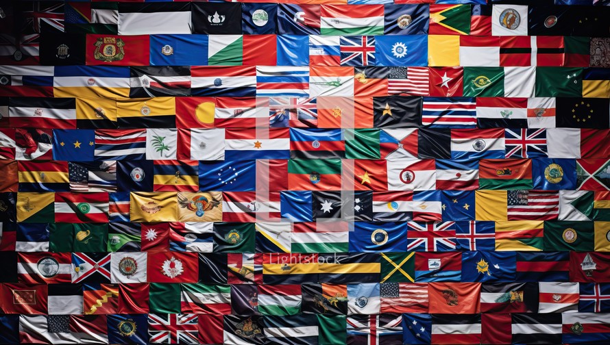 Colorful flags of the world. Background from many flags of the world.