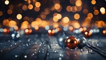 Christmas and New Year background with christmas balls and bokeh lights