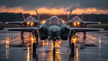  Military Fighter Jets Ready for Takeoff at Dusk