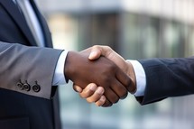 Close-up of two african american businessmen shaking hands outdoors