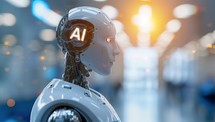AI humanoid robot working with artificial intelligence