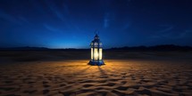 Lantern in the Sahara desert at night