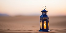 Lantern in the desert. Ramadan Kareem background