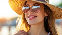  Woman enjoying summer in straw hat