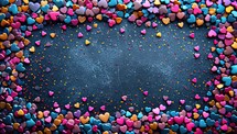 Valentine's day background. Colorful hearts on black background