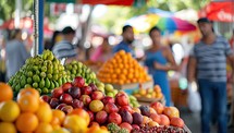 Colorful fruits displayed at a street market