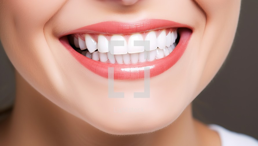 Close up of beautiful woman smile with healthy teeth and white teeth.