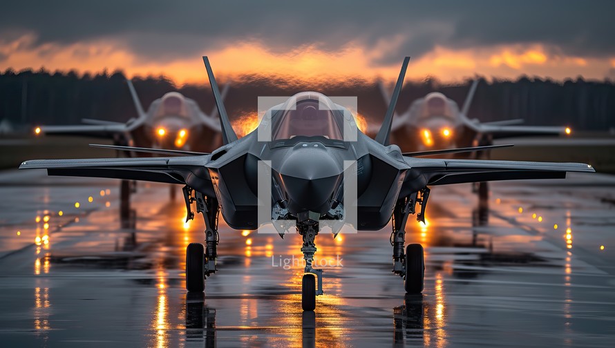  Military Fighter Jets Ready for Takeoff at Dusk