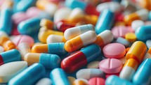 Colorful pills in focus with soft bokeh
