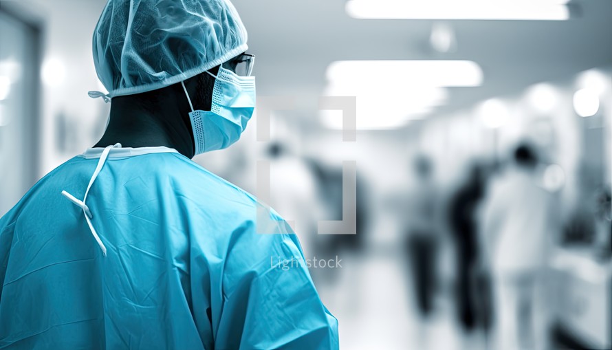 Surgeon in operating room at hospital. Medical healthcare and doctor staff service.